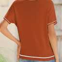 SHEWIN Womens Tops Trendy Short Sleeve Shirts Crewneck Lightweight Knit Sweater Top Business Casual Outfits (M)
