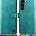 SUANPOT for Samsung Galaxy S23 +/ Plus Wallet case with RFID Blocking Credit Card Holder,Flip Book PU Leather Protective Cover Women Men for Samsung S23Plus Phone case Blue Green