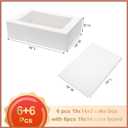 Mefleet 6pcs 19x14x5 Half Sheet Cake Boxes with 6pcs Cake Boards Rectangle 1/2 Sheet Bakery Boxes with Window for Pastry Baking Cake, Cupcakes, Donuts, Cookies, Pie Treat Packaging White Large