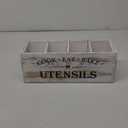 Utensil holder for Kitchen Counter Large Round Utensils Holder with Wooden Base Matte Black Cooking Utensil HolderKitchen countertop Utensil Organize (White-4 Compartments)