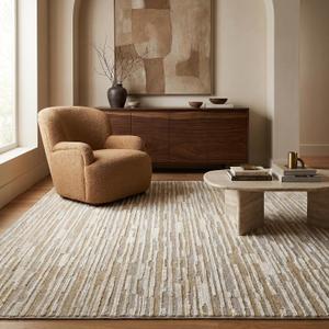 RUG BRANCH Nomad 4'x6' (Exact Size: 3'11" x 5'7") Abstract Indoor Area Rug, Beige Brown, Modern - Living Room, Bedroom, Dining Room, and Kitchen