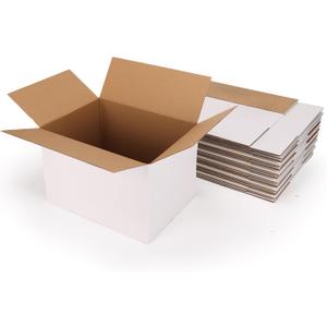 Hoikwo 15 Packs 12x9x8 Large Thin Shipping Boxes, White Big Corrugated Cardboard Box Set for Small Business for Packaging Mailing Lightweight items