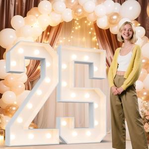 Ledido 4FT Marquee Light Up Numbers 25, Marquee Numbers 4 Feet Tall for Birthday, Anniversary,Graduation Party Decorations,Big 25th Birthday Number for Party Decor,Warm White Large Lighted Number 25
