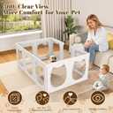 Clear Acrylic Dog Playpen Indoor with Toy & Door (24" H, 10 Panels, White)