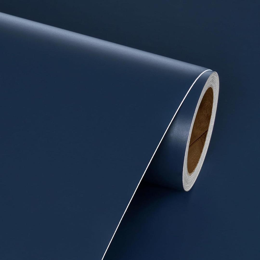 Livelynine 15.8x197 Navy Peel and Stick Wallpaper for Bathroom Accent Wall Kitchen Cabinet Contact Paper Self Adhesive Deep Blue Wall Paper Modern Renter Friendly Wallpaper for Bedroom Kids Room