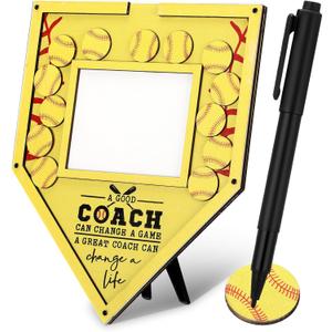 Yaomiao Softball Frame Coach Gift with Wood Chips Signature Pen Graduation Coach Frame Decoration Softball Appreciation Plate Plaque Sports Thank You Gift