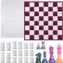 BIGEBO Large Chess Board Mold, Full Size Chess Board Mold with 16 Pcs Chess Pieces Molds Board Games Silicone Molds for Epoxy Resin DIY Resin Art Christmas Gifts