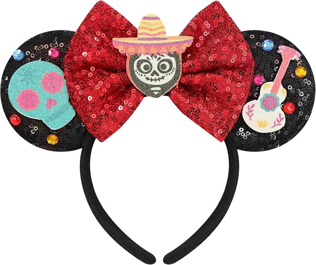 Mouse Ears Headband for Women Princess Mouse Ears Bows Mouse Ear Princess Party Decorations Coco