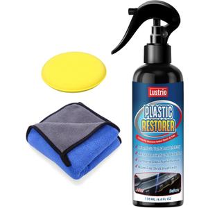 Black Trim & Plastic Restorer for Cars (4.4oz/130ml) | Restores Faded Bumpers, Rubber, Vinyl with Long-Lasting UV Protection & Shine | No Oily Residue, Complete Kit with Foam Applicator & Towel