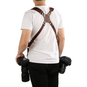 Double Camera Strap,Camera Shoulder Strap for Two Cameras,Adjustable Leather Double Camera Harness Brown Double Camera Strap,Camera Shoulder Strap for Two Cameras,Adjustable Leather Double Camera Harness Brown