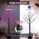 Set of 3 Lighted Black Halloween Tree Lights 4FT 300 LED Orange Purple, 2 Pack 