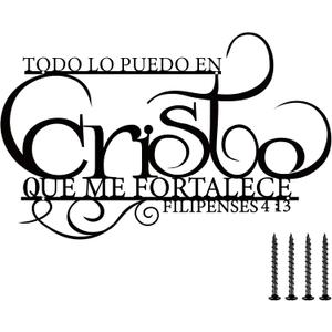 Yousoontic Spanish Bible Verse Wall Decor Christian Spanish Metal Wall Art 15" x 11" Inch Todo Lo Puedo En Cristo Que Me Fortalece Sign Religious Christmas Decoration for Home Farmhouse Kitchen