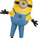 Stuart Minion Inflatable Costume for Men, Official Minions Halloween Costume, Blow Up Jumpsuit with Fan, Adult Size (42-46)
