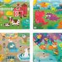 Chuckle & Roar - Multi Pack Jigsaw Puzzles for Kids Farm Dinosaur Jungle Zoo Tray Set 12 and 24 Piece Colorful Gift