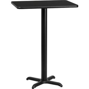 Flash Furniture Stiles 24'' x 30'' Rectangular Black Laminate Table Top with 22'' x 22'' Bar Height Table Base