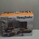 HONGBAKE Bakeware Sets, Baking Pans Set, Nonstick Oven Pan for Kitchen with Wider Grips, 10 Pieces Including Rack, Cookie Sheet, Cake Pans, Loaf Pan, Muffin Pan, Pizza Pan - Grey