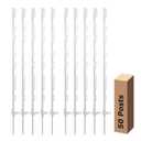 50 Pack Electric Fence Posts, 48 Inch Plastic Step in Fence Post, Temporary Fence Posts for Farm Protection and Livestock, White