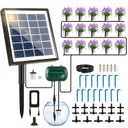 Breeze Touch Solar Drip Irrigation Kit 50FT, Automatic Garden Watering System with Timer, Draws Water from Container, Supports 15 Pots for Balcony, Patio, Indoor & Outdoor Plants