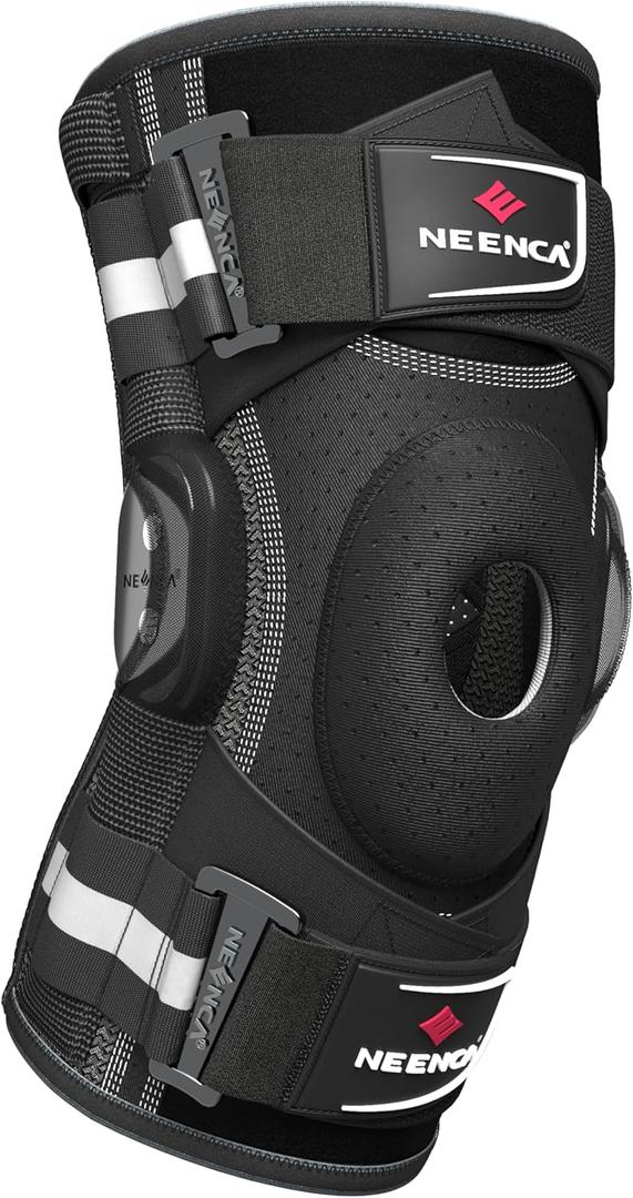 NEENCA Professional Knee Brace for Knee Pain, Hinged Knee Support with Patented X-Strap Fixing System, Medical for Pain Relief, Arthritis, Meniscus Tear, ACL, PCL, MCL, Runner, Sport (Small, Black - Single)