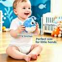 2 x Crawling Cartoon Fish Baby Toy, Light Up Antenna with 60 Built-in Songs, Auto Obstacle Avoidance, Tummy Time Play Gift for 6+ Months Infants & Toddlers(Bule)