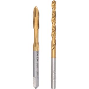 uxcell M4 x 0.7 Spiral Point Thread Tap and 3.3mm Twist Drill Bit Set, Metric Titanium Plated 6542 High Speed Steel Machine Screw Thread Tap Threading Tool