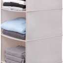 Large Hanging Sweater Organizer for Closet,Collapsible 6-Shelf Hanging Closet Shelves with Drawers, Washable (Beige -6 Shelf)