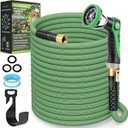 PALRORY Non-Expandable Garden Hose 100 ft, Ultra Lightweight Flexible Water Hose with 10-Pattern Nozzle, Leak-Proof, High-Density Fabric, Thickened Connector, Shut-Off Valve for Yard, Lawn, Outdoor