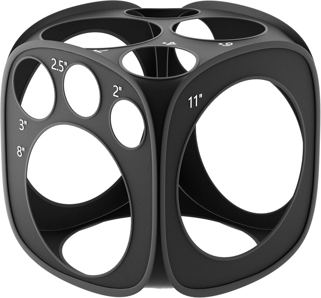 Collapsible Balloon Sizer Cube Box with 13 Sizes (2-12 Inch), Black No Assembly Required Measurement Tool for Balloon Decorations, Arches and Columns (Black)