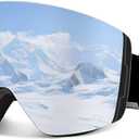OTG Magnetic Frameless Ski Goggles, Ultra-Wide View Snowboarding Goggles,Double-pane Anti Fog Snow Goggles, Interchangeable Lens, UV400 Protection