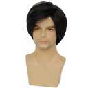 Swiking Men Black Layered Wigs for Male Guy Short Fluffy Natural Hair Soft Synthetic Cosplay Costume Party Full Wigs