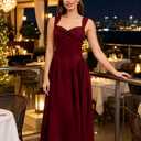 YHHOWEP Women's Formal Midi Dress Wedding Guest Corset Sleeveless Elegant Cocktail A Line Flowy Dresses Semi Formal Sundress with Pockets Burgundy M (Red, M)