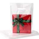 100 Pack Clear Plastic Bags with Handles 9"x12", 1.75 Mil Thick Retail Shopping & Boutique Goodie Bags for Small Business & Gifts