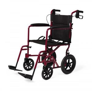 Medline Basic Aluminum Transport Chair, 12 Inch Wheels, Red, #MDS808210ARE