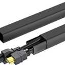 Yecaye 142in Wall Cord Hider for 2-3 Cords, On-Wall Cord Cover Channel, Cable Concealer, Cable Cover Cords Management for Home Office, W0.94in H0.47in, Black