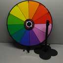 24 Inch Prize Wheel, Tabletop Spinning Wheel for Prizes, Heavy Duty Spin Wheel with Dry Erase Marker & Eraser, 12 Slots Colors Wheel Spinner with Stand for Party, Carnivals and Tradeshow