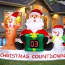 Alupssuc 8 FT Christmas Inflatable Outdoor Decorations with LED Christmas Countdown Clock, Snowman Santa and Gingerbread Man, Lighted Blow Up Lawn Yard Clearance for Indoor Xmas Holiday Party Decor