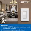 BESTTEN 10 Pack Single Pole Decorator Wall Light Switch, 15A 120/277V, Paddle Light Switch, On/Off Rocker Interrupter, UL Listed, White
