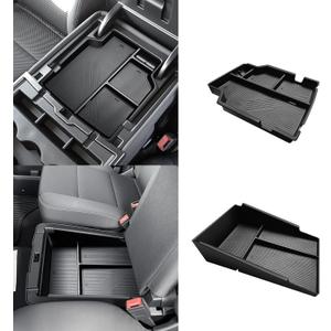 Muslogy Center Console Organizer Fits for 2014-2019 Chevy Silverado/GMC Sierra 1500 Accessories Underseat Storage Insert Box Console Armrest Divider(Jump Seat ONLY) - 2PCS, Upper & Lower
