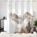 AWERT Forest Brown No Hook Shower Curtain with Snap in Liner Misty Mountain Shower Curtain for Bathroom Fabric Waterproof Liner 71 Wx74L