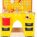 Wooden Tool Bench for Kids Pretend Play Workbench Set with Realistic Tools, STEM Construction Workshop Toys, Gift for 3 4 5 Year Old Boys & Girls