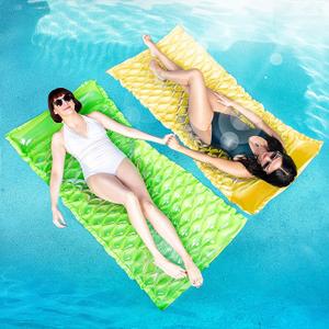 SLOOSH Inflatable Pool Floats Raft,Floating Lounge for Adults,64x32 inch Swimming Mat Pool Mattress with Headrest,2 Pieces Float Air Mat for Summer Water Beach Fun (Green,Yellow)