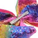 Love Fairy Girl's 8'' Fashion Big Bow Hairpin Sequins Hair Clip for Daily Life Travel Party Festivals (Black Colorful)