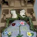 Nacome Solar Garden Outdoor Statues Frog with Succulent and 7 LED Lights - Lawn Decor for Patio, Balcony, Yard Ornament - Chrismtas Gifts for Mom Grandma