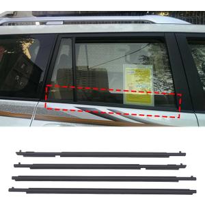 Car Door Window Weatherstrip Compatible with Toyota Land Cruiser Prado LC150 2010-2020,ABS Front and Rear Weatherstrip Outer Window Molding Trim Seal Replacement Kits Exterior Accessories