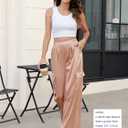 ZAFUL Womens Satin Pants Wide Leg High Waisted Cargo Pants Silky Dressy Casual Slack Trousers (Orange, XXL)