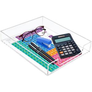 Tasybox Acrylic Letter Paper Organizer, Clear Desk Organizer Tray Stackable Desk Accessories Tray for School Home Office Supplies
