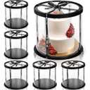 6 Pack Clear Round Cake Box with Ribbon, Tall Cake Box Carrier, Tiered Transparent Cake Packaging Boxes 10x10x10 Inch, PET Cake Containers with Boards for Birthday Wedding Party