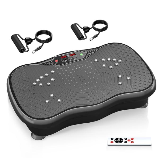 Vibration Plate Exercise Machine, Vibration Plate for Lymphatic Drainage, Whole Body Vibration Platform Portable Home for Weight Loss Muscle Toning & Fitness. (Black housing)
