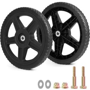 14 Inch Lawn Mower Wheels Kits Universal 14" Push Mower Wheels with 1/2" Bearing, Bolts & Nuts, Plastic Replacement Tires for Most Standard Garden Tiller, Pressure Washer, Handtruck, 2 Pack (Black) 14 Inch Lawn Mower Wheels Kits Universal 14" Push Mower Wheels with 1/2" Bearing, Bolts & Nuts, Plastic Replacement Tires for Most Standard Garden Tiller, Pressure Washer, Handtruck, 2 Pack (Black)