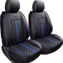 Tomatoman Tacoma Car Seat Covers Compatible with Toyota Tacoma 2005-2023 2024 2025 2026 Truck Access Double Crew Cab TRD Pro Trail Edition Off-Road Waterproof Leather Cushions(2PCS Front/Black-Blue)